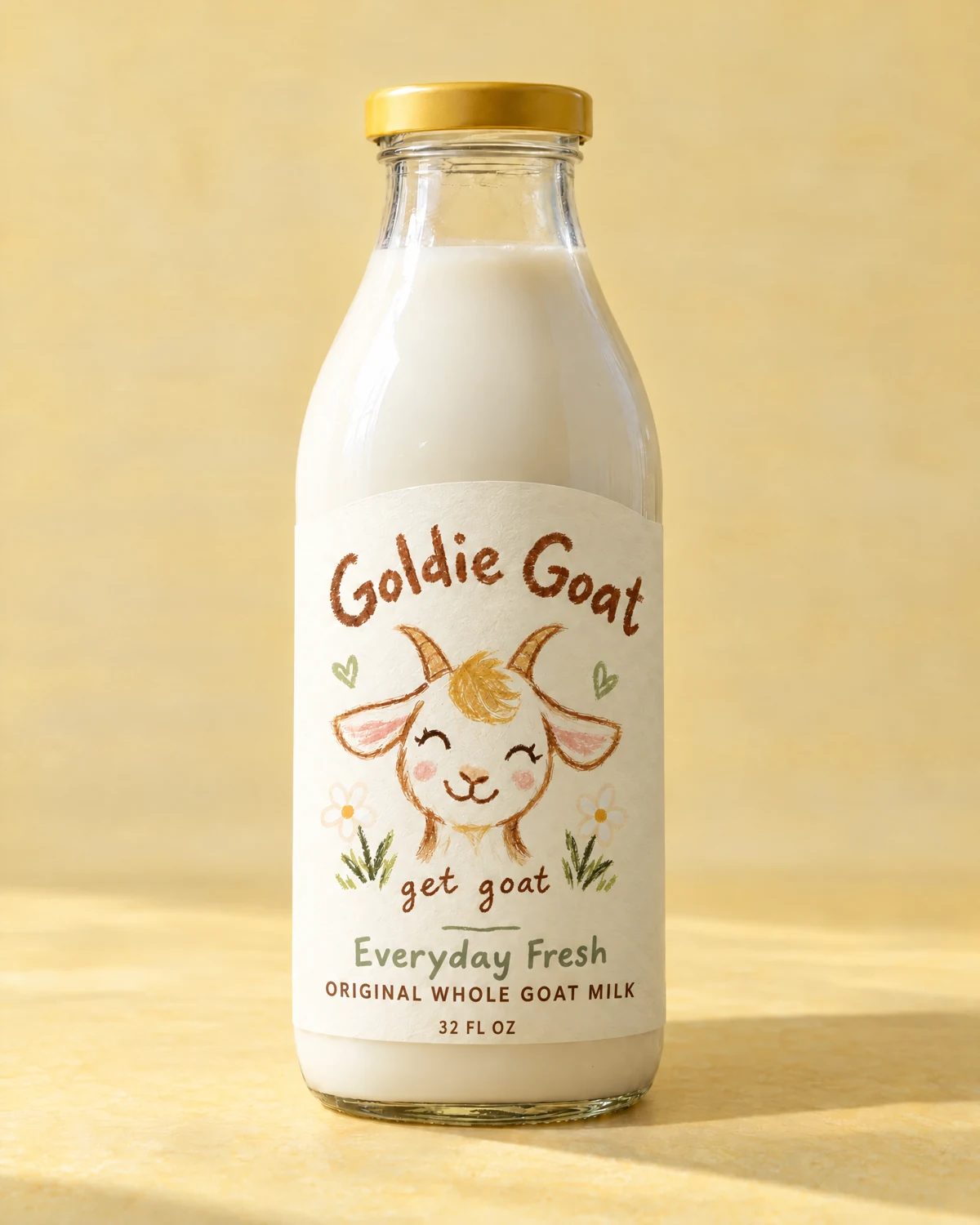 Everyday Fresh Goldie Goat concept bottle packaging