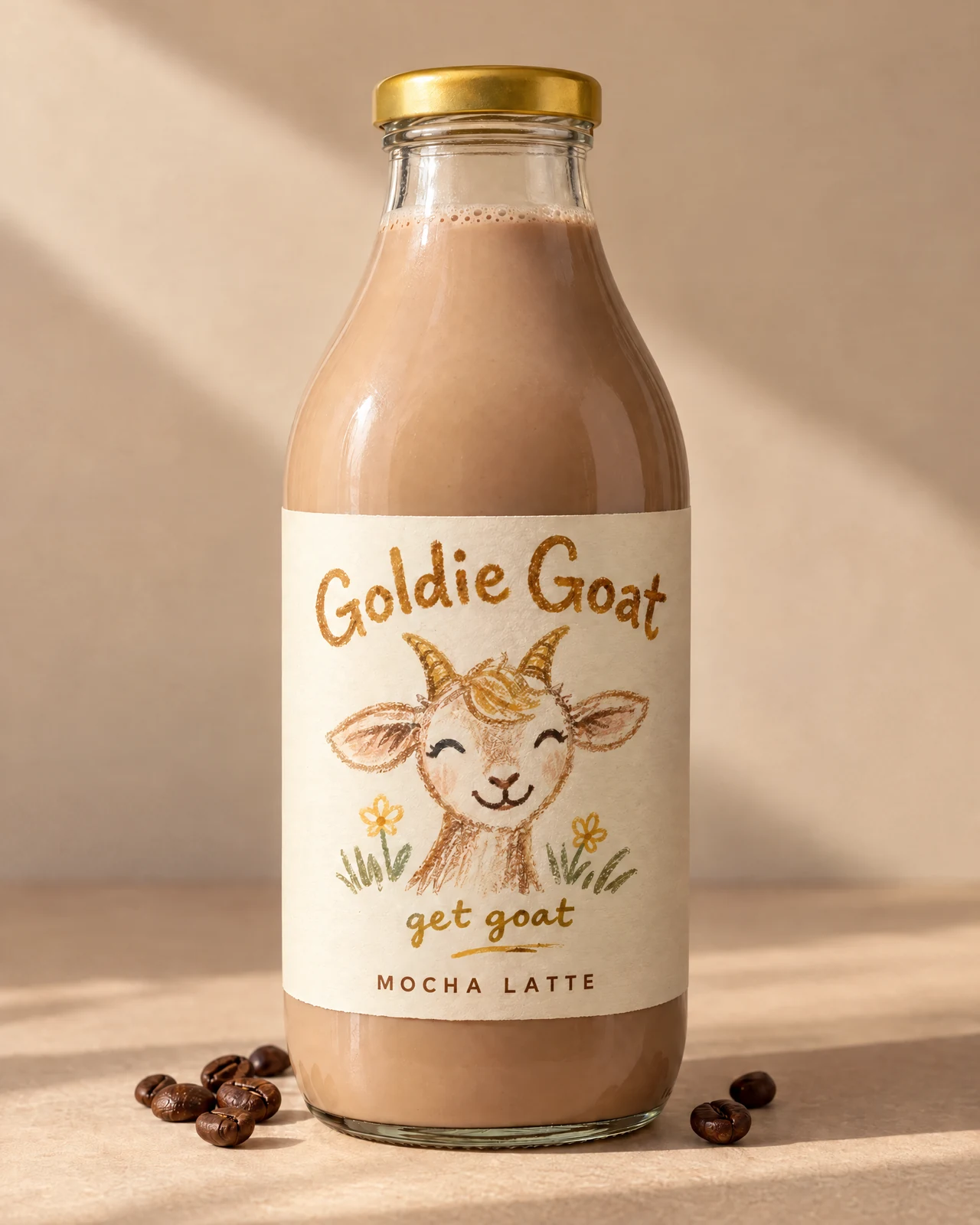 Mocha Latte Goldie Goat concept bottle packaging