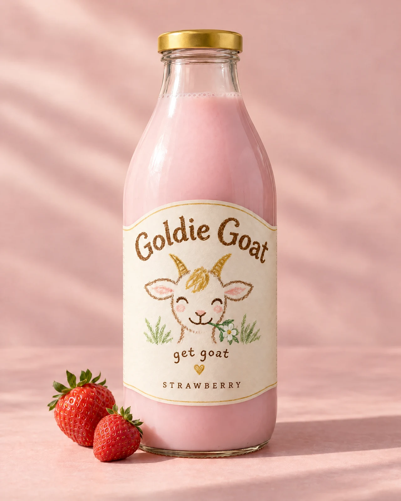Strawberry Fields Goldie Goat concept bottle packaging