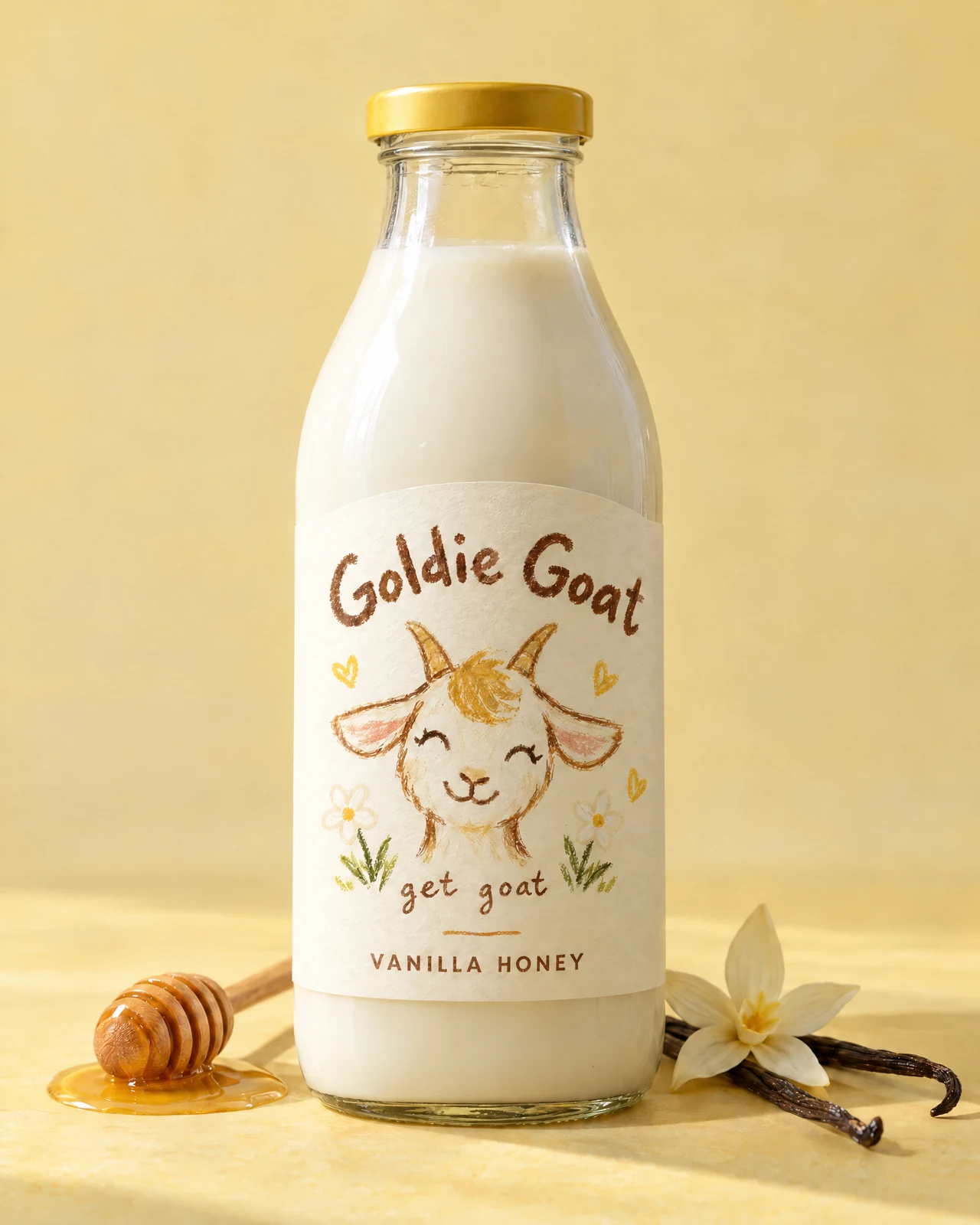 Vanilla Honey Goldie Goat concept bottle packaging